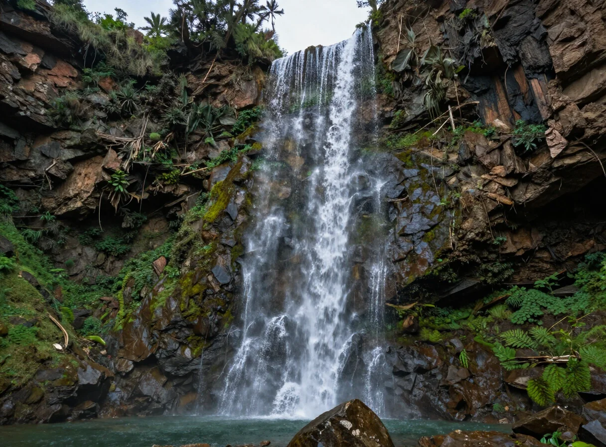 Ourika Valley waterfalls in the Atlas Mountains